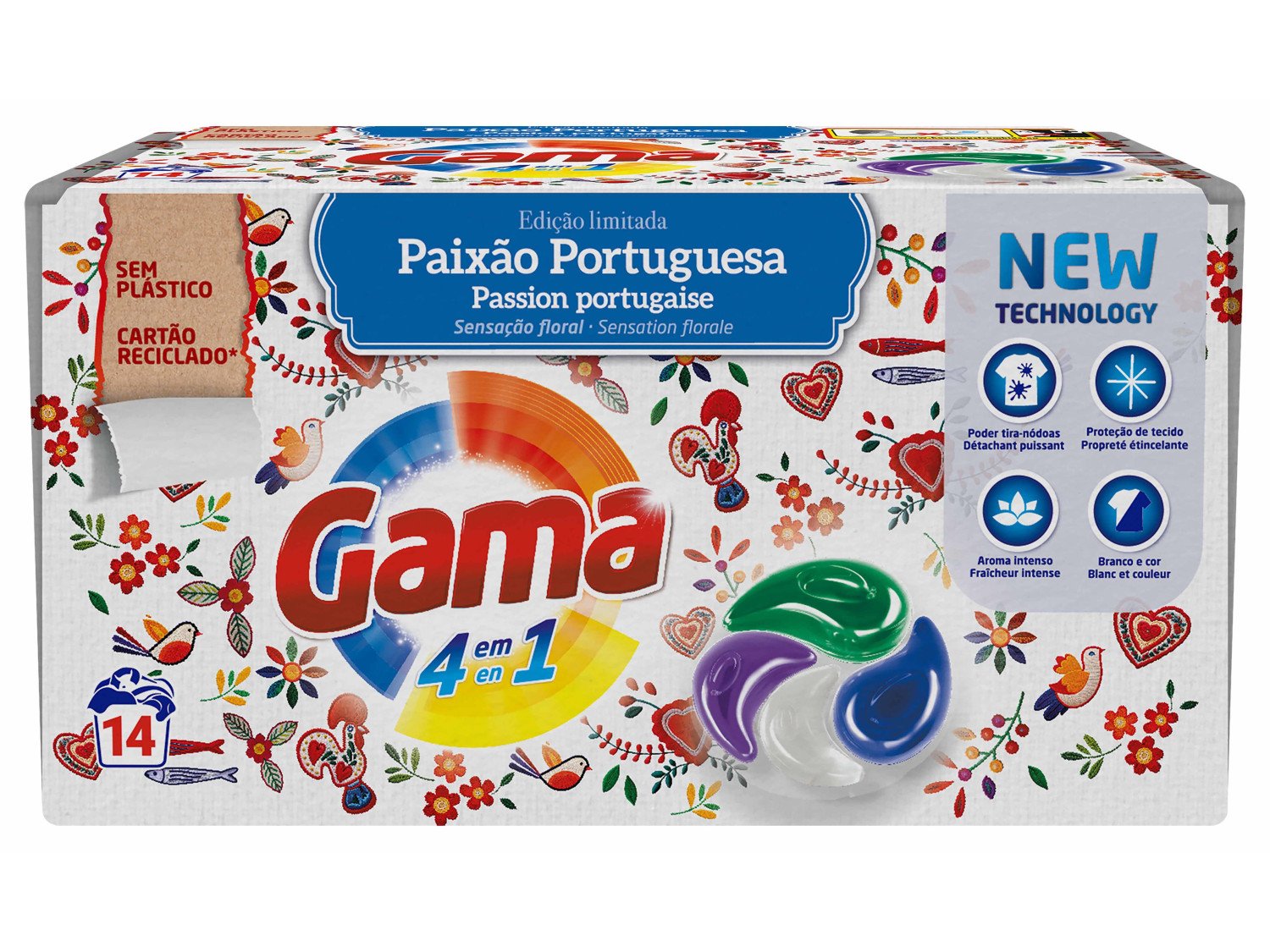 detergente roupa máquina cápsulas gama paixão portuguesa 14d