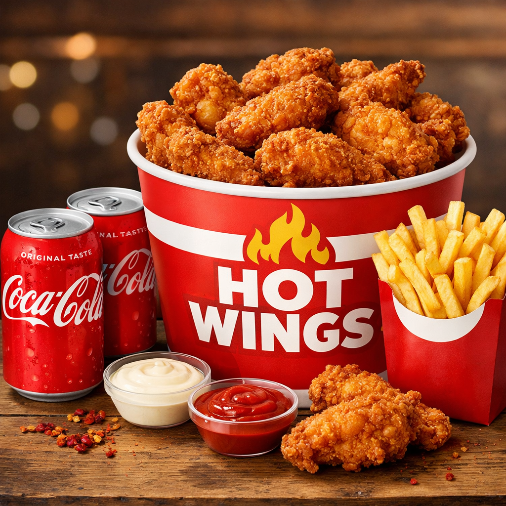 Chicken Hot Wings (20 pcs+2coca cola+1french fries)