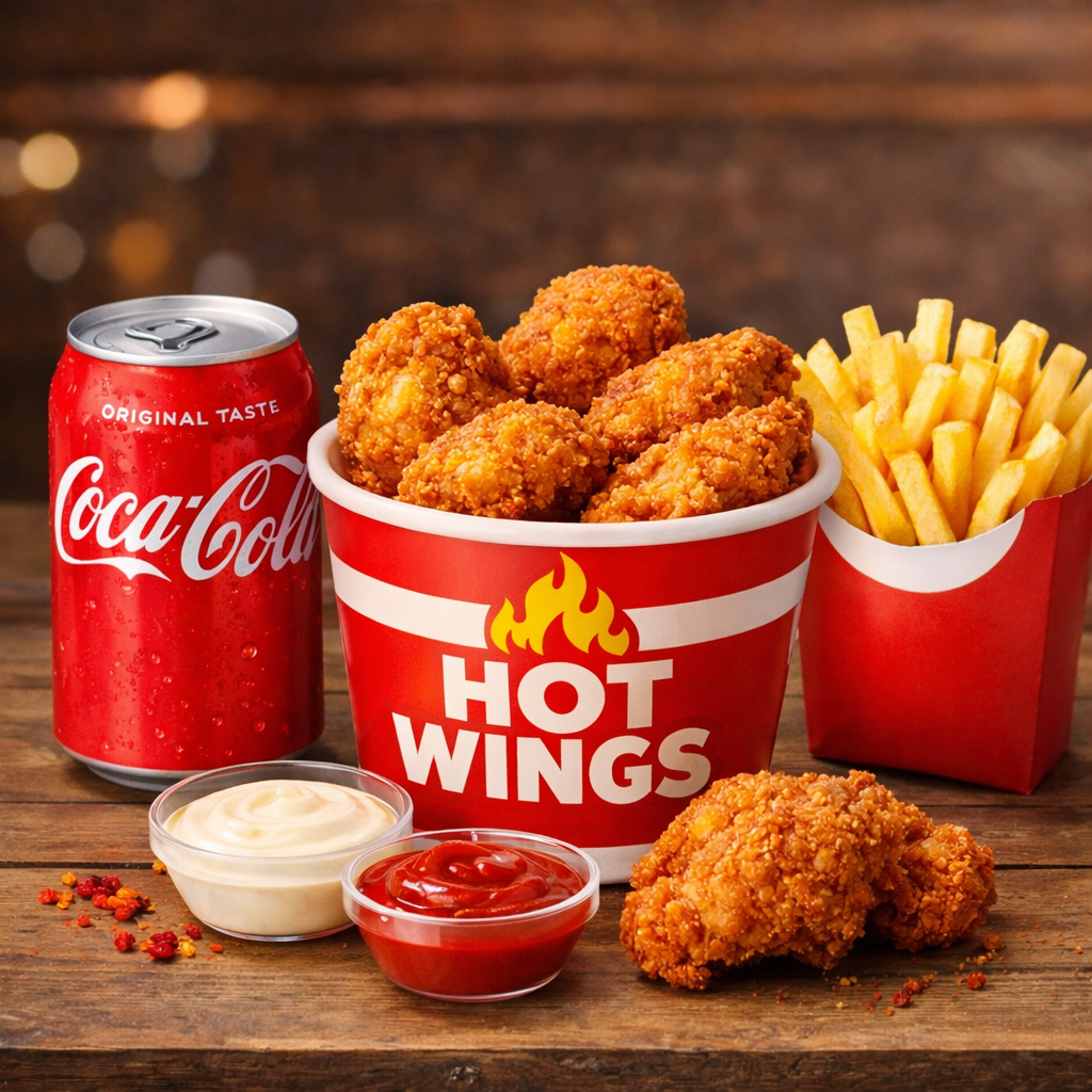 Chicken Hot Wings (5 pcs+coca cola+french fries)
